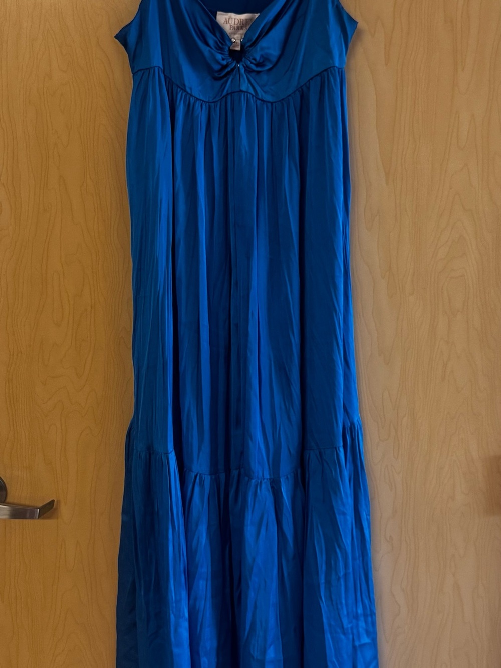 Audrey Brooke Royal Blue Maxi Dress with Gathered Bodice